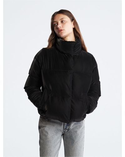 Calvin Klein Velvet Short Puffer Jacket - Black