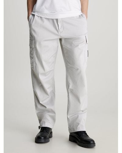 Calvin Klein Cotton Twill Cargo Trousers - White