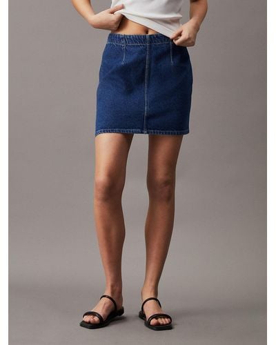 Calvin Klein Denim A-line Mini Skirt - Blue