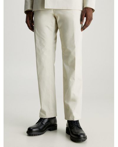 Calvin Klein Technical Cotton Suit Trousers - Natural