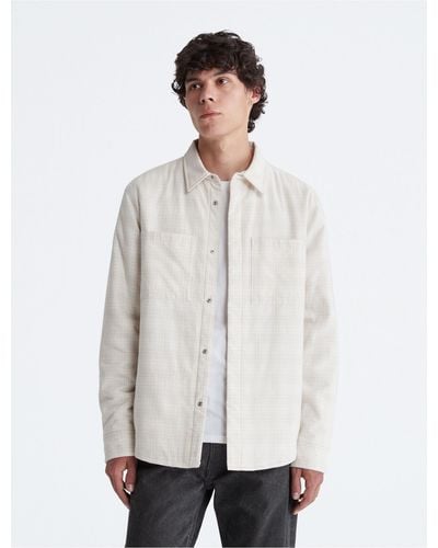 Calvin Klein Plaid Flannel Shirt Jacket - White
