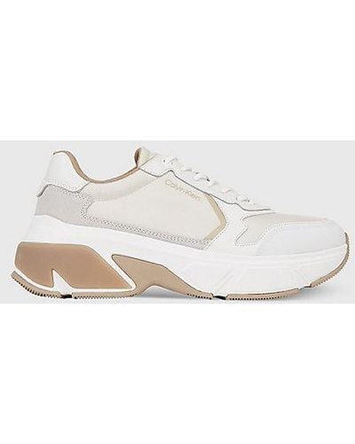 Calvin Klein Zapatillas de piel robusta - Blanco