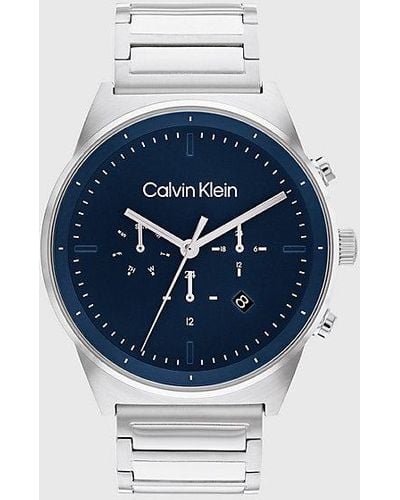 Calvin Klein Analoge Quartz Horloge Met Lederen Band 25200300 - Blauw