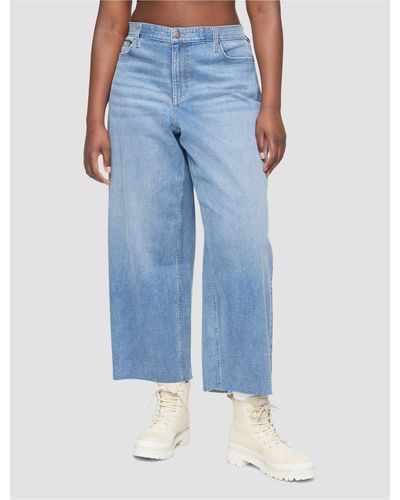 Calvin Klein Plus Size Wide Leg Fit High Rise Ankle Jeans - Blue