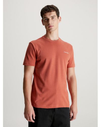 Calvin Klein T-shirt en coton mélangé - Rouge