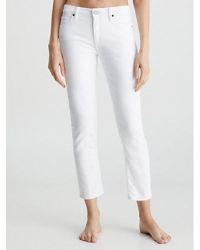 Calvin Klein Mid Rise Slim Enkellange Jeans - Wit
