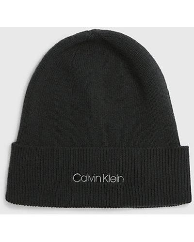 Calvin Klein Organic Cotton Blend Beanie - - Black - Women - One Size - Zwart