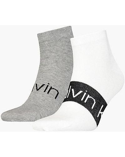 Calvin Klein Pack de 2 pares de calcetines tobilleros con logo - Blanco