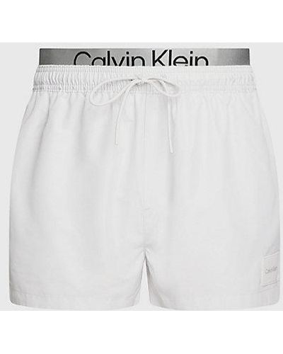 Calvin Klein Zwemshort Met Dubbele Tailleband - Ck Steel - Blauw