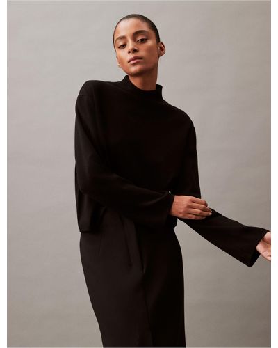 Calvin Klein Tech Knit Mock Neck Sweater - Black