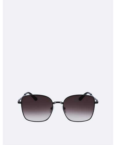 Calvin Klein Metal Modified Rectangle Sunglasses - Black