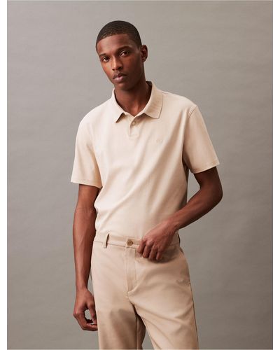 Calvin Klein Supima Cotton Polo Shirt - Natural