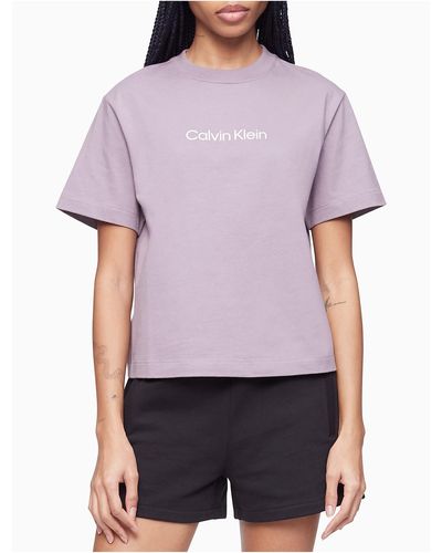 Calvin Klein Relaxed Fit Standard Logo Crewneck T-shirt - Purple