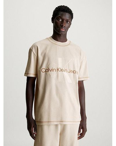 Calvin Klein Relaxed Monogram T-shirt - Naturel