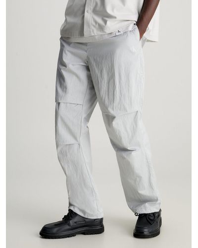 Calvin Klein Satin Twill Track Trousers - Grey
