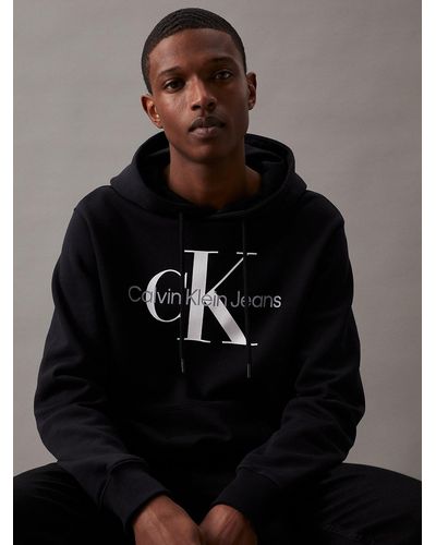 Calvin Klein Monogram Hoodie - - Black - Men - M - Bleu