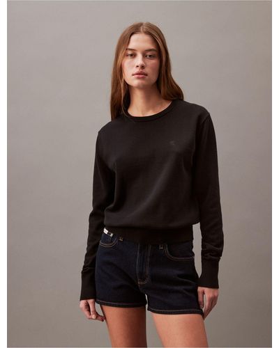 Calvin Klein Smooth Cotton Sweater - Black
