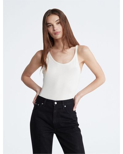 Calvin Klein Smooth Stretch Cotton Bodysuit - White