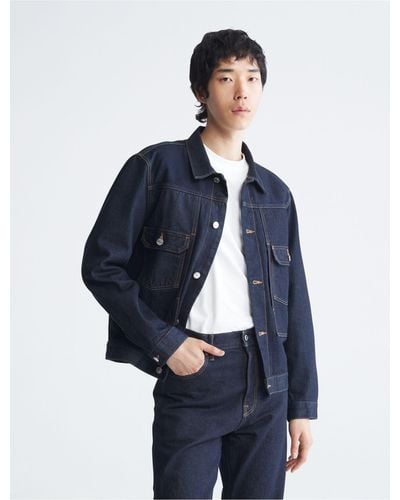 Calvin Klein Standards Raw Selvedge Utility Denim Jacket - Blue