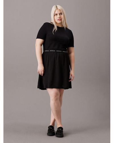 Calvin Klein Plus Size Logo Tape Dress - Black