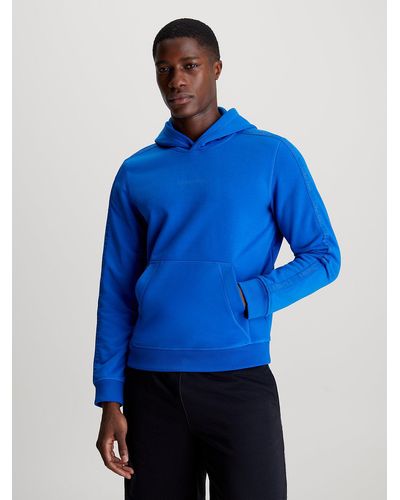 Calvin Klein Sweat-shirt à capuche en tissu éponge - Bleu