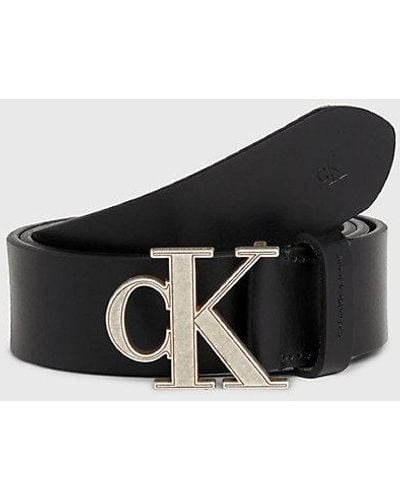 Calvin Klein Cinturón de piel con logo - Negro