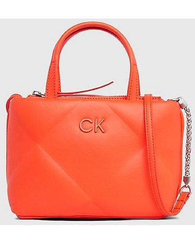Calvin Klein Bolso tote pequeño acolchado cruzado - Naranja