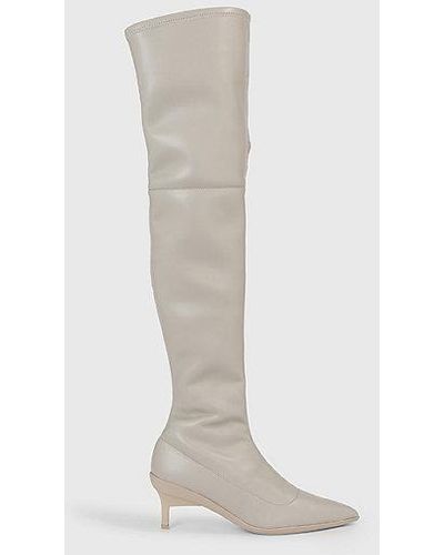 Calvin Klein Stiletto-Overknee-Boots - Weiß