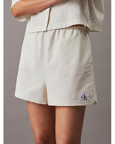 Calvin Klein Shorts aus Seersucker aus Baumwolle - Weiß