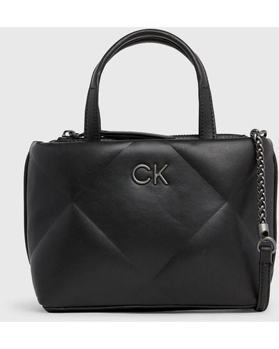 Calvin Klein Mini-sac tote en bandoulière matelassé - Noir