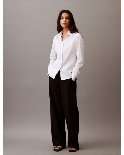 Calvin Klein Slim Fit Stretch Poplin Button-down Shirt - Grey