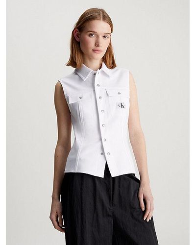 Calvin Klein Ärmelloses Milano-Hemd mit Beschichtung - Weiß