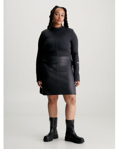 Calvin Klein Robe grande taille en jersey Milano enduit - Noir