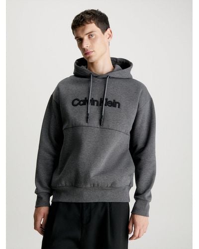 Calvin Klein Sweat-shirt à capuche avec logo brodé - Gris