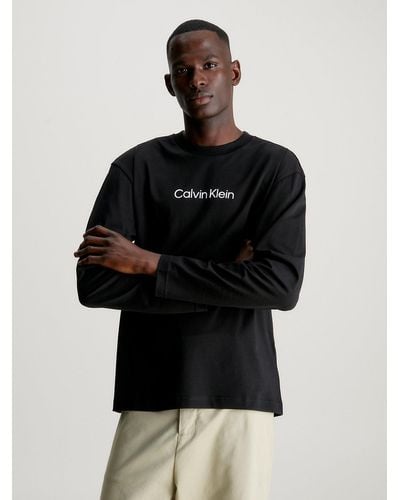 Calvin Klein long sleeve t-shirt with logo print in black
