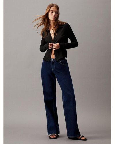 Calvin Klein Jeans baggy super-taille basse - Bleu