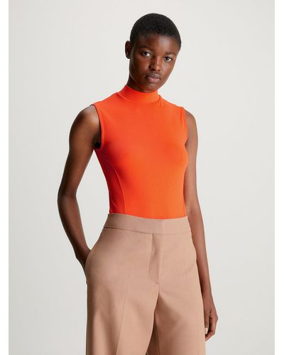 Calvin Klein Stretch Jersey Bodysuit - Orange