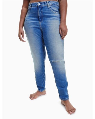 Calvin Klein Plus Size High Rise Skinny Ankle Jeans - Blue