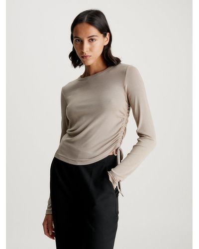 Calvin Klein T-shirt slim côtelé avec cordon de serrage - Neutre
