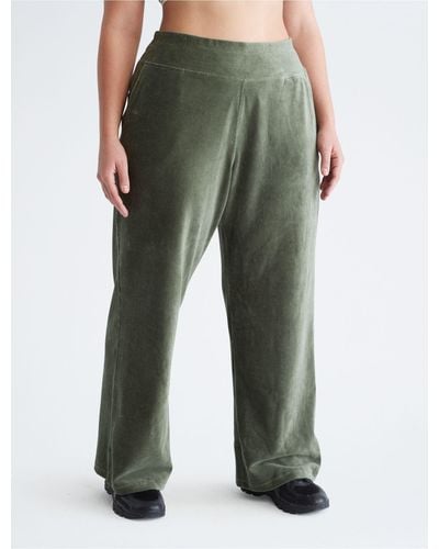 Calvin Klein Plus Size Performance Wide Leg Pants - Green
