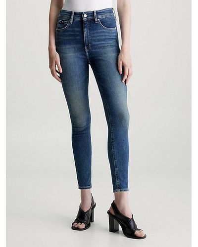 Calvin Klein High Rise Super Skinny Ankle Jeans - Blau