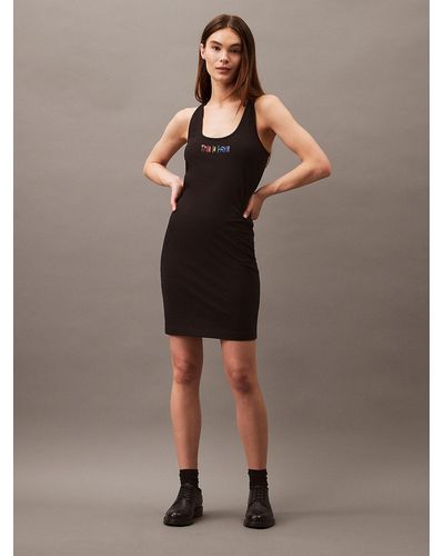 Calvin Klein Slim Monogram Tank Dress - Pride - Brown
