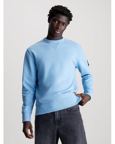 Calvin Klein Monogram Terry Badge Sweatshirt - Blue