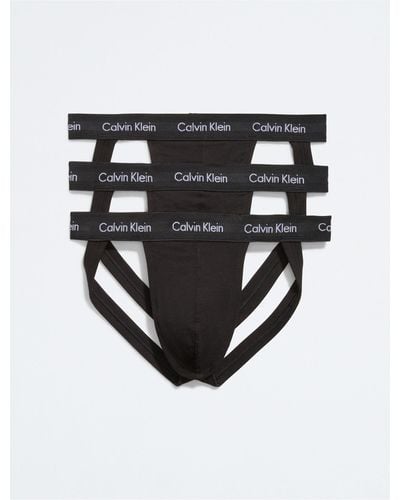 Calvin Klein Cotton Stretch 3-pack Jock Strap - Black
