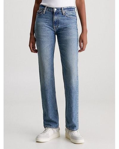 Calvin Klein Straight Jeans Met Lage Taille - Blauw