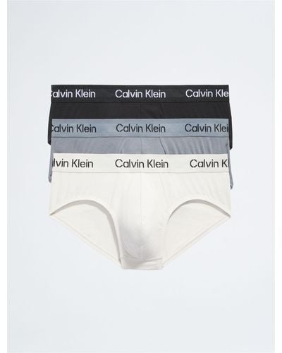 Calvin Klein Stencil Logo Cotton Stretch 3-pack Hip Brief - White