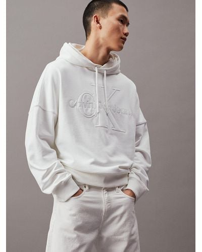 Calvin Klein Sweat-shirt à capuche oversize avec monogramme - Gris