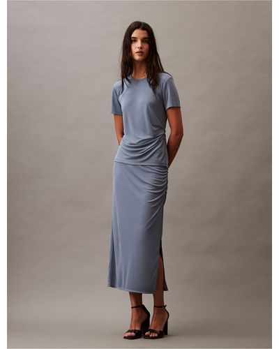 Calvin Klein Refined Jersey Midi Skirt - Multicolour