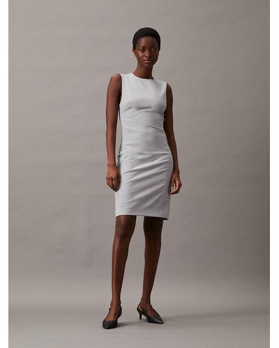 Calvin Klein Slim Wool Blend Shift Dress - Brown