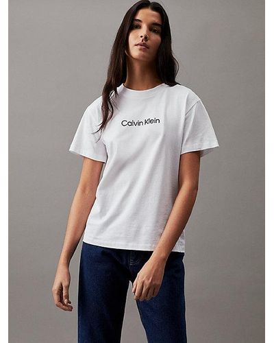 Calvin Klein Katoenen T-shirt Met Logo - Wit